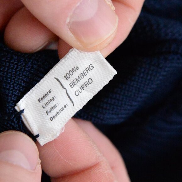 Vintage Beltrami Navy 100% Silk Zip Up Cardigan w Shoulder Pad Sweater L - Picture 13 of 14